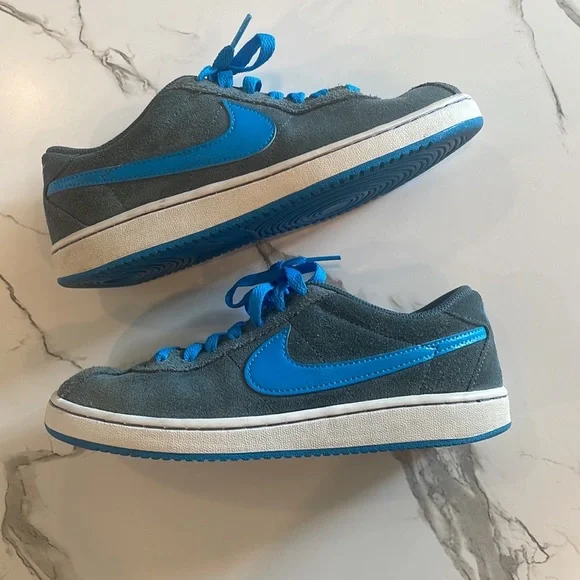 Nike Blazer Low Grey & Blue Suede Shoe, Youth 5.5, Women’s 7, - Picture 1 of 10